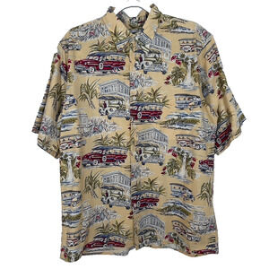 Reyn Spooner Mens M Art of Eddy Y tailored in Hawaii cars button up Party shirt